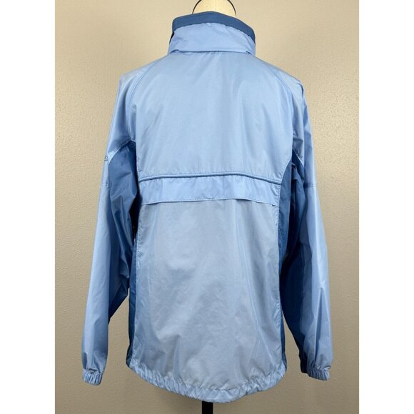 Columbia Womens Blue Windbreaker Jacket Size L Zip Water-Resistant Stowed Hood - Picture 3 of 16